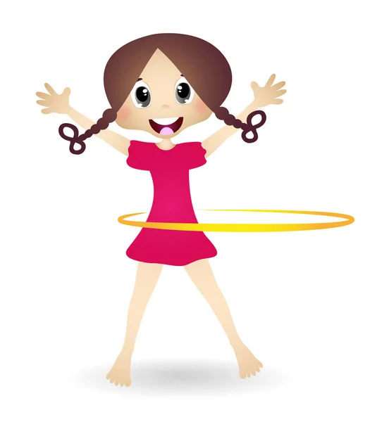 Gadis Kecil Dengan Hula Hoop - Stok Vektor