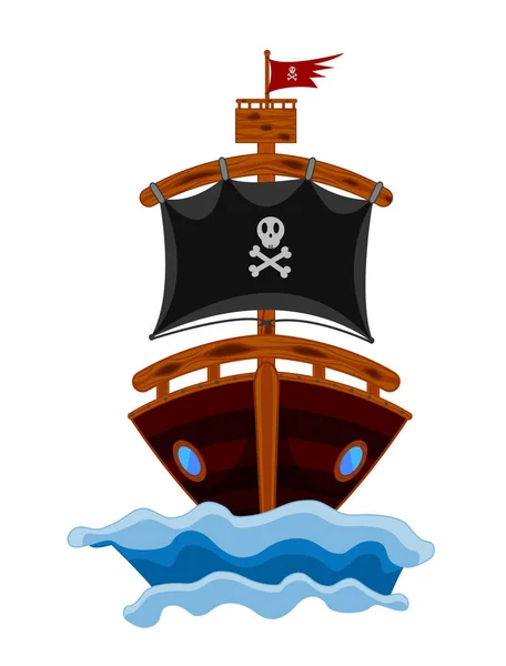 Vector Dibujos Animados Barco Pirata — Vector de stock