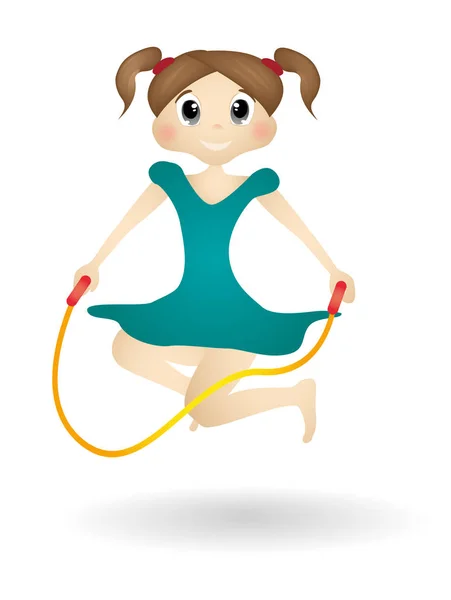 小女孩用一根跳绳 — 图库矢量图片