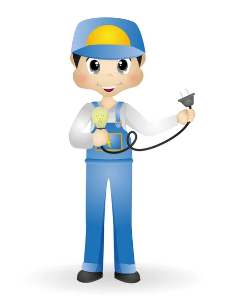 Cute Dan Pintar Electrician - Stok Vektor