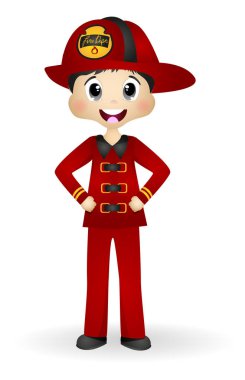 İtfaiyeci kırmızı üniformalı