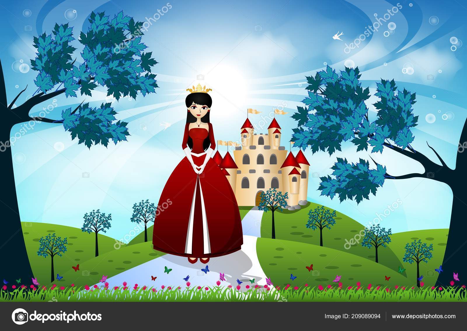Beautiful Princess Castle Full Color Stock Vector by ©warawiri