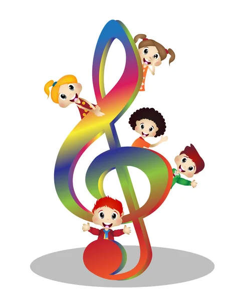 Enfants Musique Clef — Image vectorielle