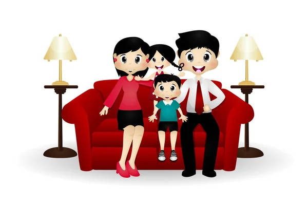 mutlu bir aile kanepede