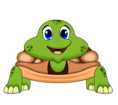 Sevimli yeşil kaplumbağa - tam renkli