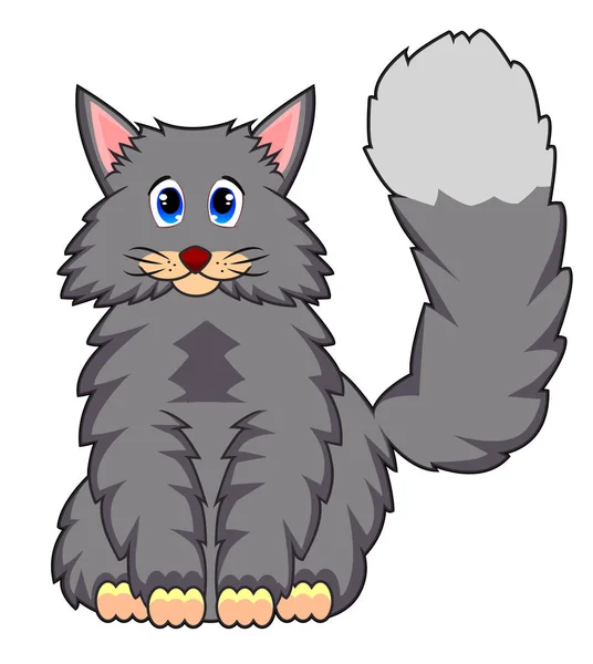 Cute Grey Little Cat — Stock Vector