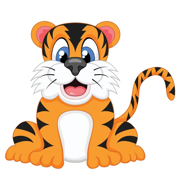 Симпатичный Оранжевый Тигр Улыбкой — стоковый вектор