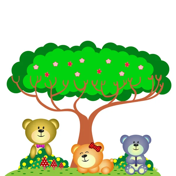 Bear Family Playing Park — Stock Vector