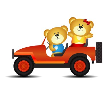 Bir araba üzerinde ayılar