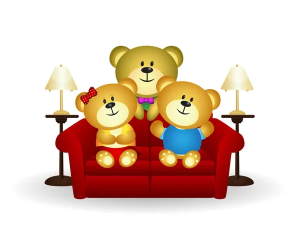 Bärenfamilie Auf Der Couch — Stockvektor