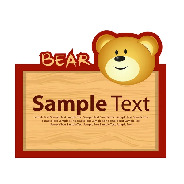 Wooden Board Banner Bear — Stock Vector