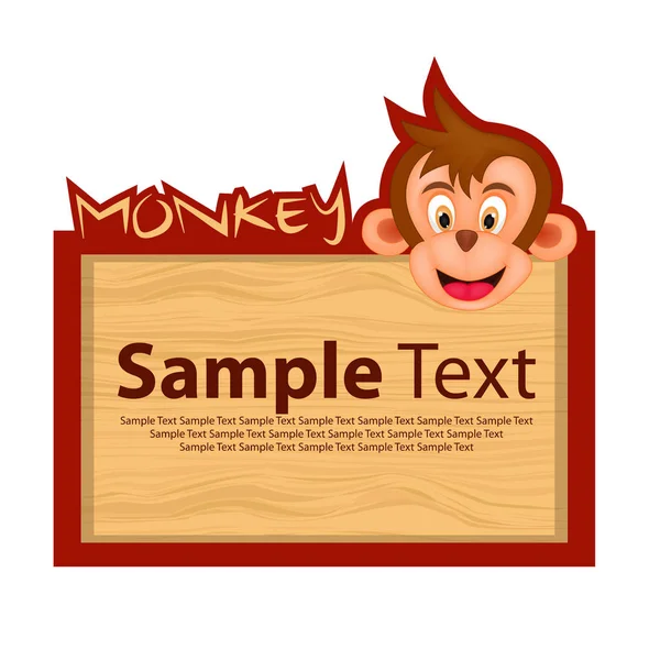 Wooden Board Banner Monkey — Stock Vector