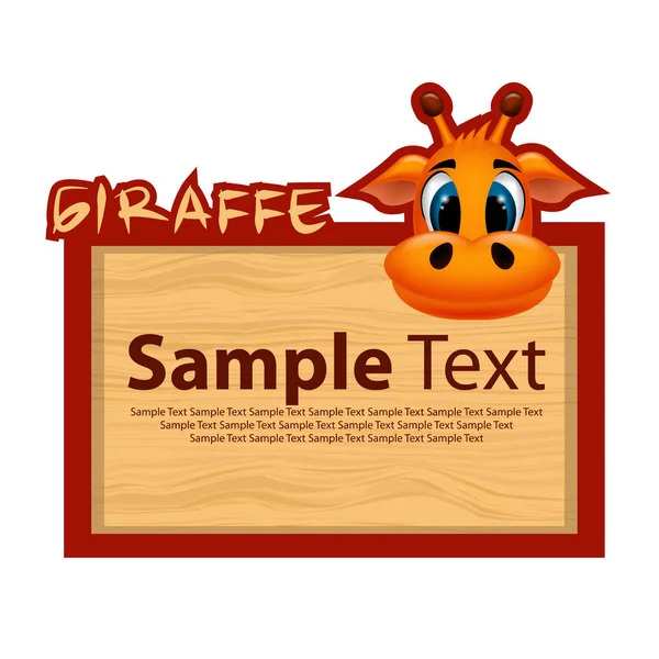 Wooden Board Banner Giraffe — Stock Vector