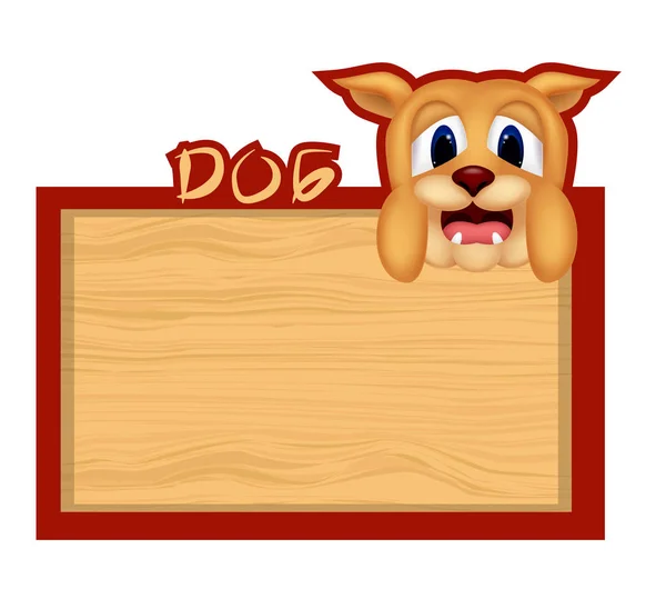 Wooden Board Banner Bulldog — Stock Vector
