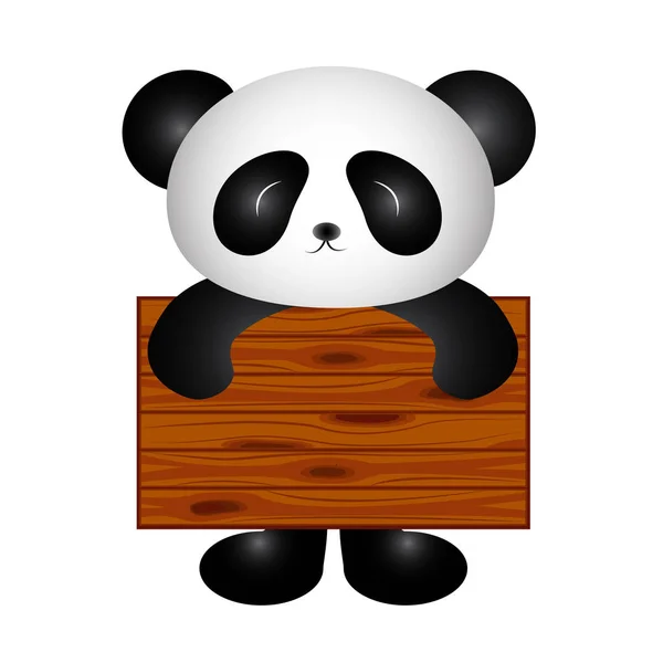 Panda Mit Holzbrett — Stockvektor