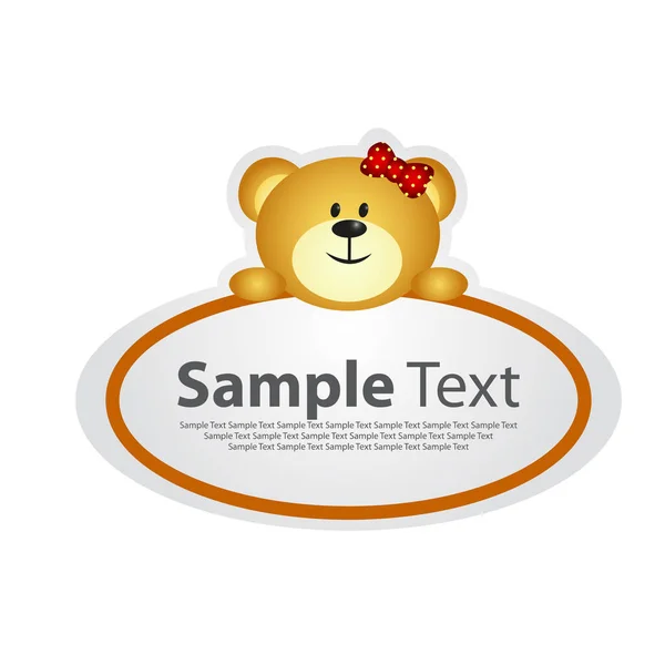 Sticker Board Banner Girl Bear — Stock Vector