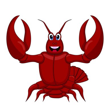 Sevimli kırmızı ıstakoz çizgi film