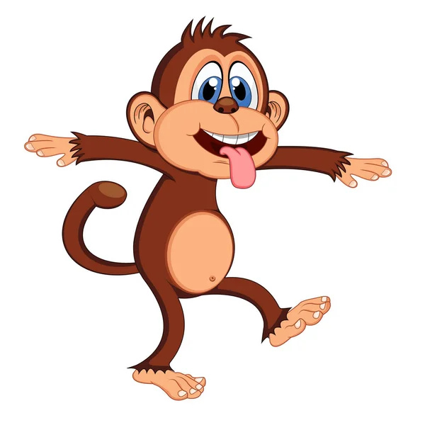 Sevimli Kahverengi Maymun Karikatür — Stok Vektör