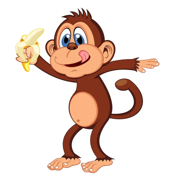 猴子吃香蕉卡通 — 图库矢量图片