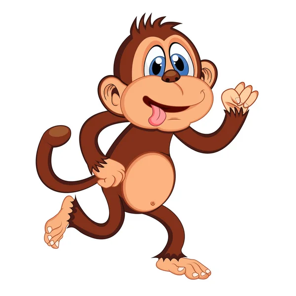 Cute Monkey Bieganie Cartoon — Wektor stockowy