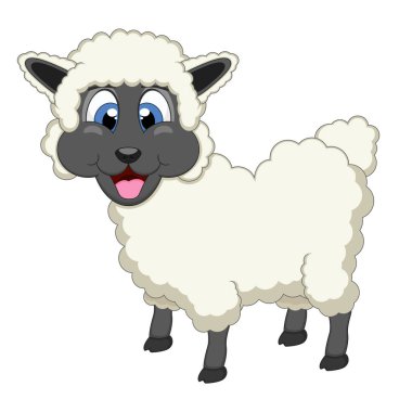 Sevimli beyaz Koyun karikatür
