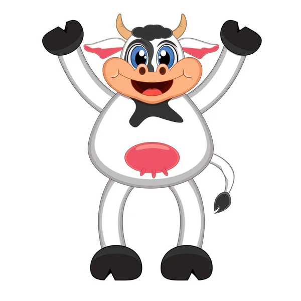 Cute Cow Waving Cartoon — Stock Vector