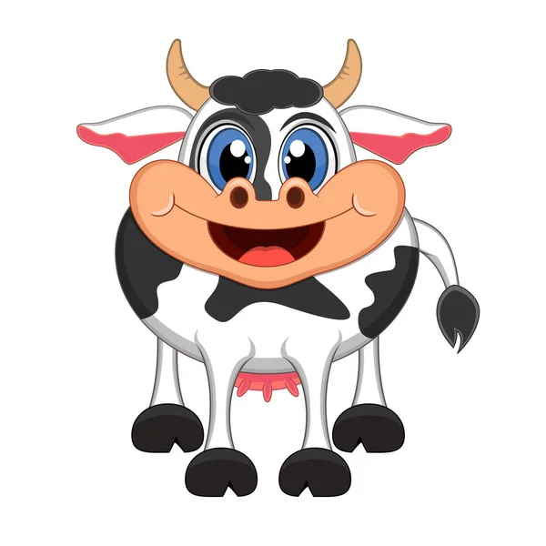 Mignon Noir Blanc Bande Dessinée Vache — Image vectorielle