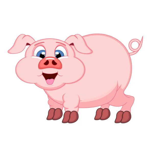Desenhos Animados Porco Rosa Bonito — Vetor de Stock