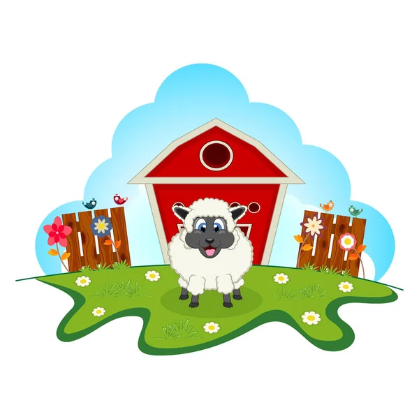Schafe Auf Dem Bauernhof Cartoon Für Ihr Design — Stockvektor
