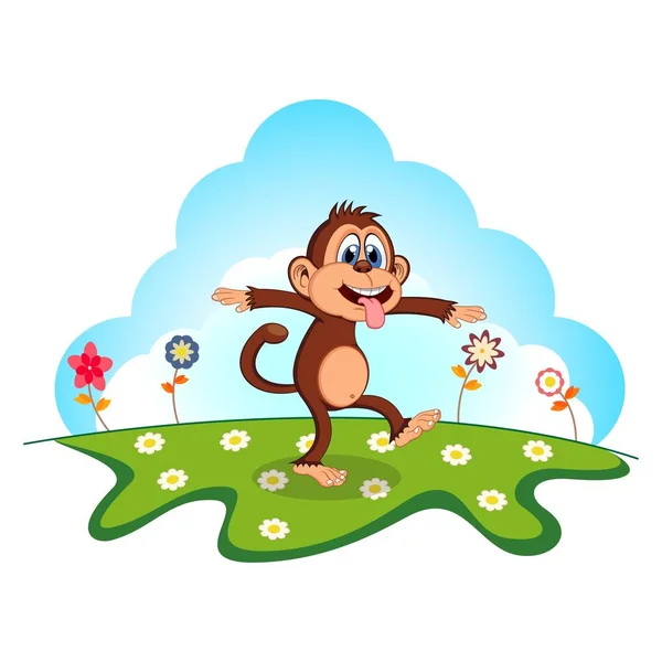 Tasarım için bir bahçede Monkey Karikatür