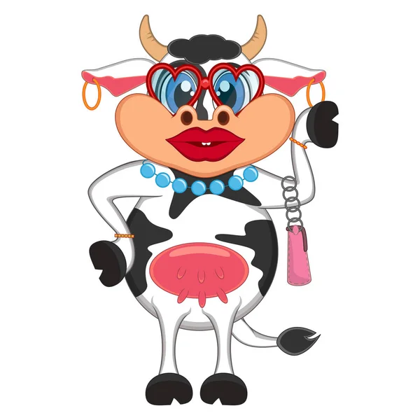 Mignon Fille Vache Dessin Animé — Image vectorielle