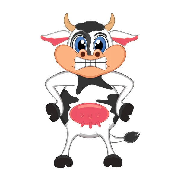 大きな怒っている牛の漫画 — ストックベクタ