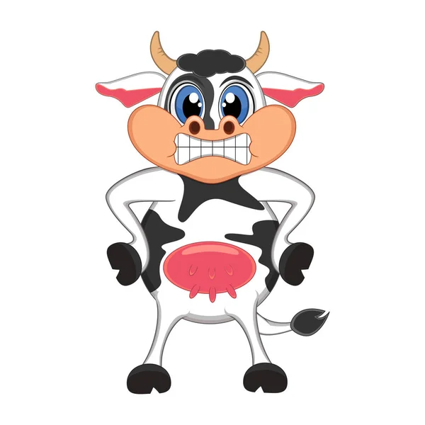 Big Angry Cow Cartoon — Stock Vector