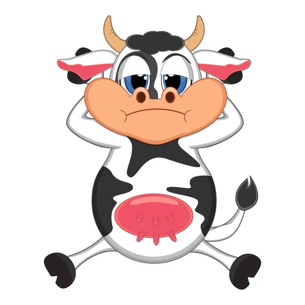 Mignon Endormi Vache Dessin Animé — Image vectorielle