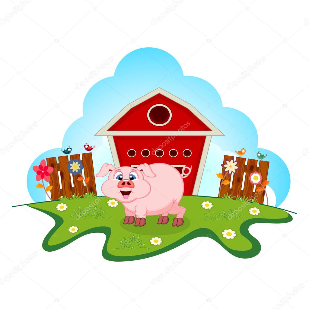 Pig on farm for your design