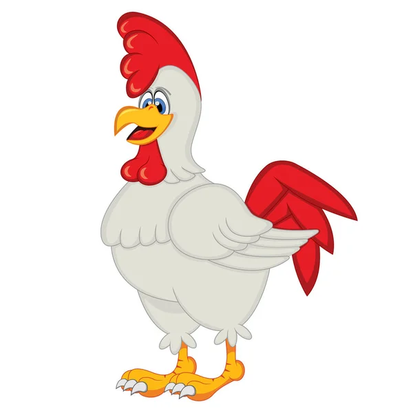 White Chicken Cartoon Rooster — Stock Vector
