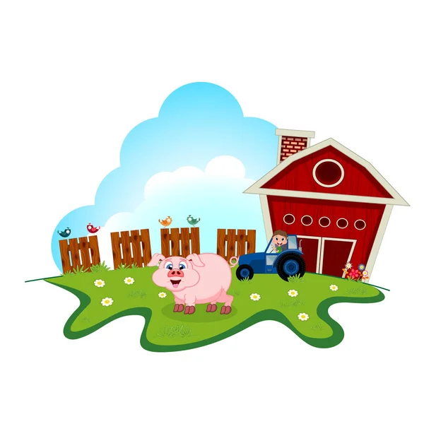 Schweine Auf Dem Bauernhof Für Ihr Design — Stockvektor