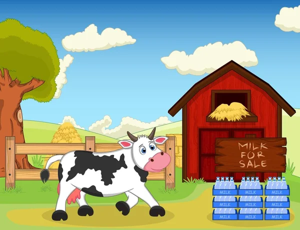 Молоко Продаж Корова Фермі — стоковий вектор