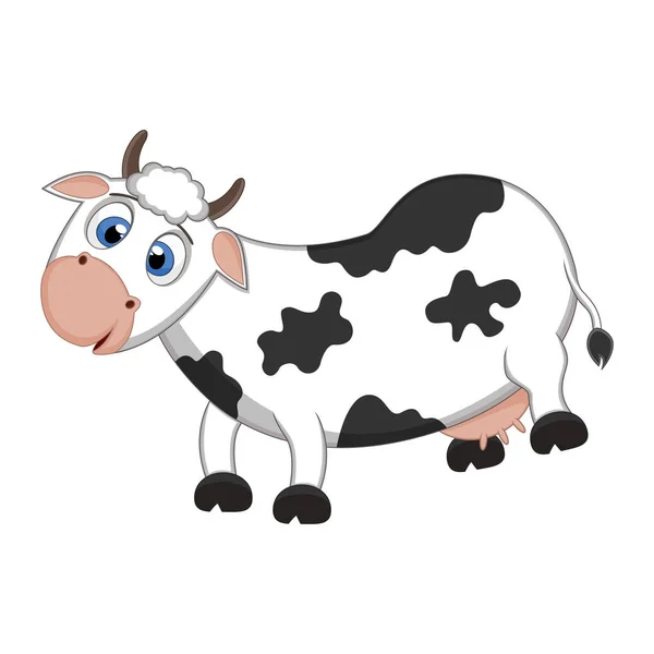 Χαριτωμένο Μαύρο Και Λευκό Αγελάδα Κινούμενα Σχέδια — Διανυσματικό Αρχείο