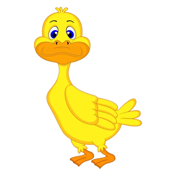 Desenho Animado Bonito Pato Amarelo — Vetor de Stock