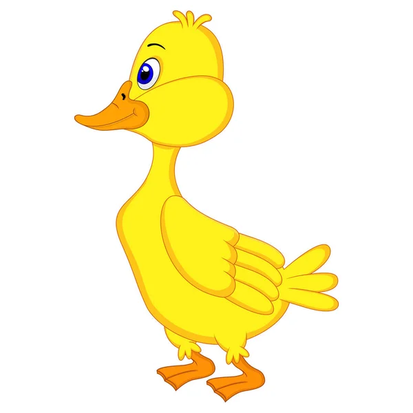 Desenho Animado Bonito Pato Amarelo — Vetor de Stock