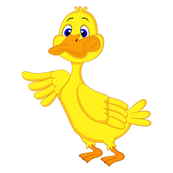 Lindo Dibujo Animado Pato Amarillo — Vector de stock