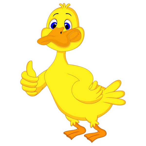 Desenho Animado Bonito Pato Amarelo — Vetor de Stock