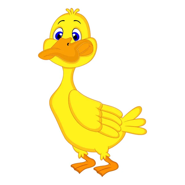 Lindo Dibujo Animado Pato Amarillo — Vector de stock