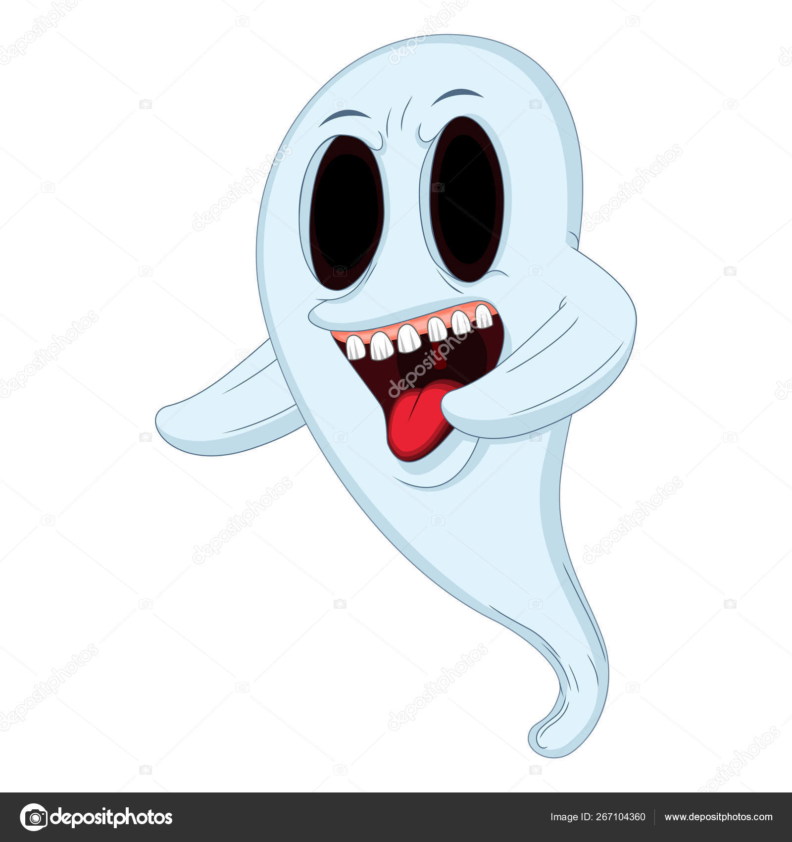 fantasma branco dos desenhos animados de halloween isolado no fundo branco.  fantasma assustador fantasma branco de halloween. fantasma com uma cara  assustadora. 11049500 Vetor no Vecteezy