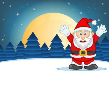 Noel Baba Yıldız, Gökyüzü ve Kar Tepesi Arka Plan Vektör İllüstrasyon ile