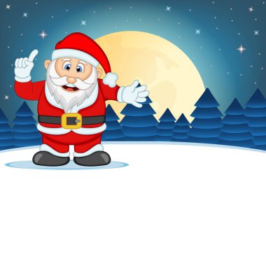 Noel Baba Yıldız, Gökyüzü ve Kar Tepesi Arka Plan Vektör İllüstrasyon ile