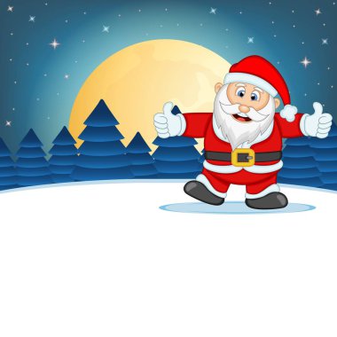 Noel Baba Yıldız, Gökyüzü ve Kar Tepesi Arka Plan Vektör İllüstrasyon ile