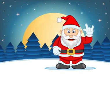 Noel Baba Yıldız, Gökyüzü ve Kar Tepesi Arka Plan Vektör İllüstrasyon ile