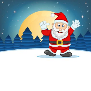 Noel Baba Yıldız, Gökyüzü ve Kar Tepesi Arka Plan Vektör İllüstrasyon ile